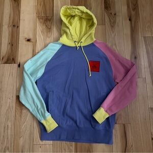 Teddy Fresh Mens Pastel Color Block 2.0 Retro Sweatshirt Hoodie Sz M 23x26.5